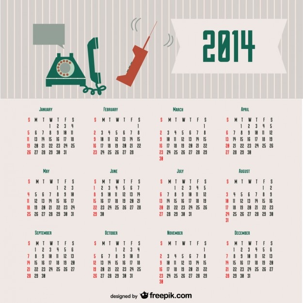 2014 calendar retro communication concept design