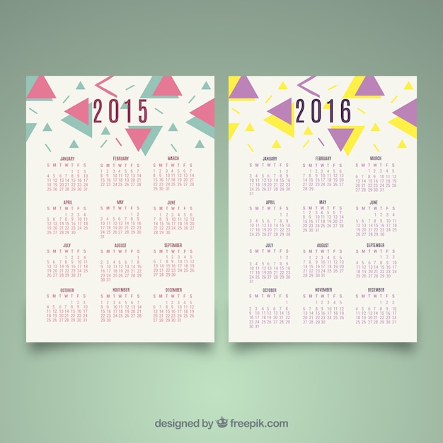 2015 2016 abstract decoration calendars Free Vector