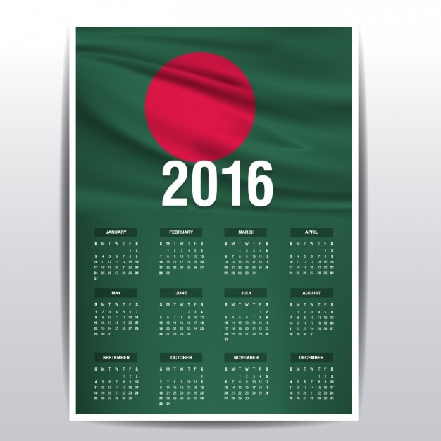 Free Vector 2016 calendar of bangladesh
