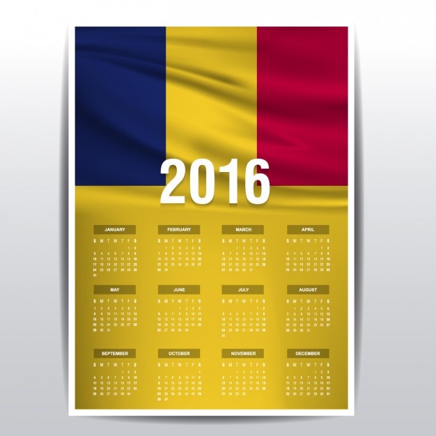 Vettore gratuito 2016 del calendario del ciad