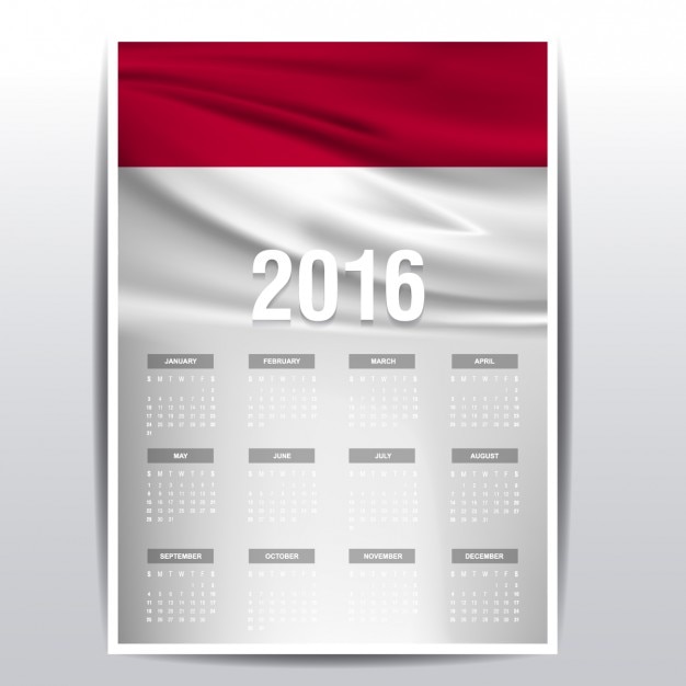 Vettore gratuito 2016 calendario di indonesia