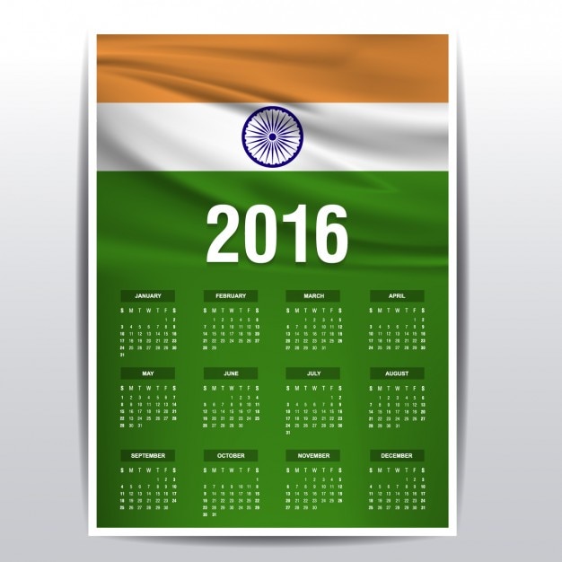 Бесплатное векторное изображение 2016 календарь индии