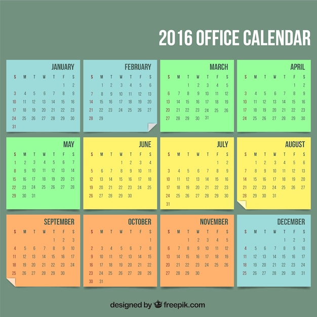 Free vector 2016 office calendar