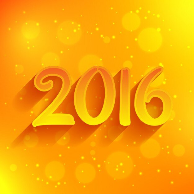 Free vector 2016 in yellow bokeh background
