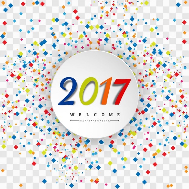 Free vector 2017 background with full color confetti