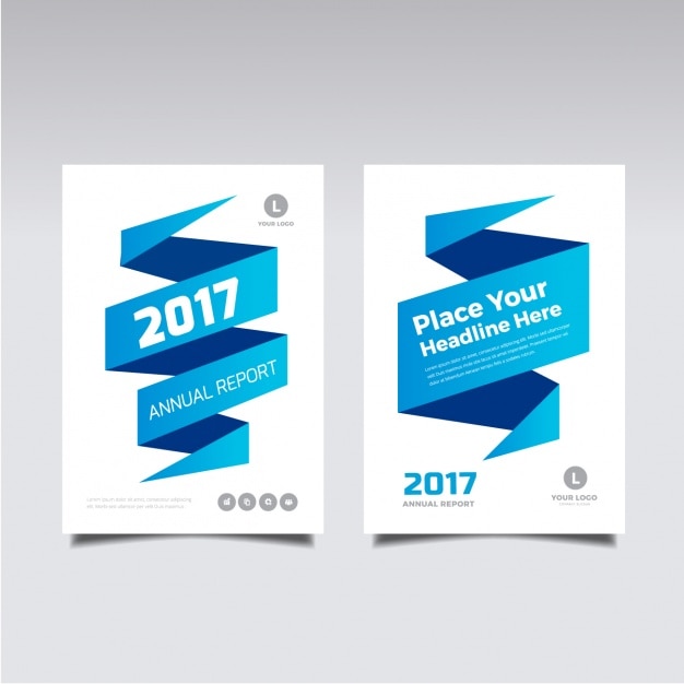 Free vector 2017 brochure with blue origami banner