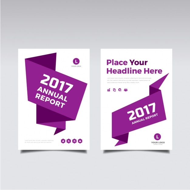 Free vector 2017 brochure with purple origami banner