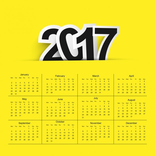 Vettore gratuito 2017 sfondo del calendario