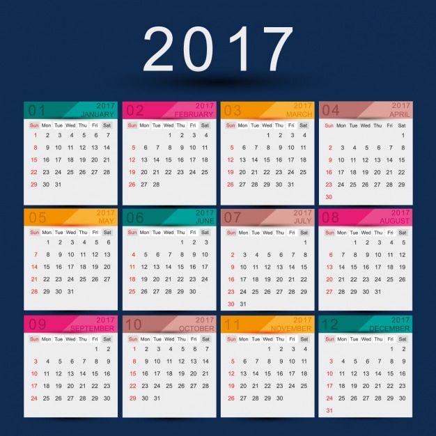 Free vector 2017 calendar design