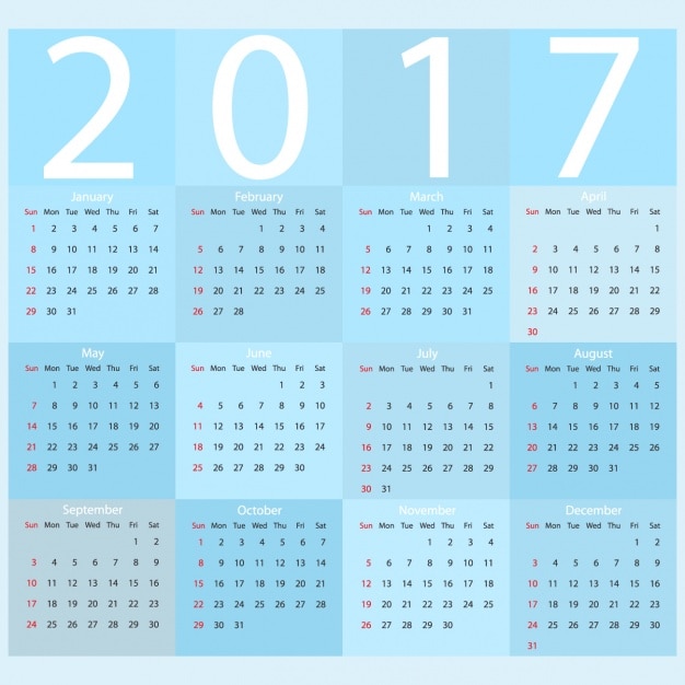 Бесплатное векторное изображение 2017 календарь дизайн
