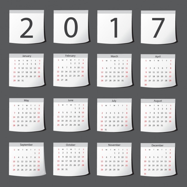 Vettore gratuito 2017 design del calendario