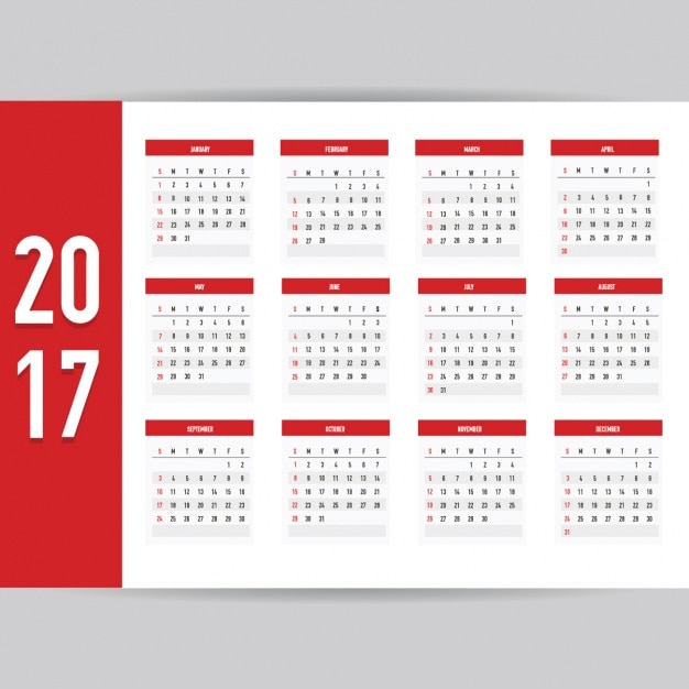 Free vector 2017 calendar design