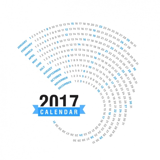 Vettore gratuito 2017 design del calendario