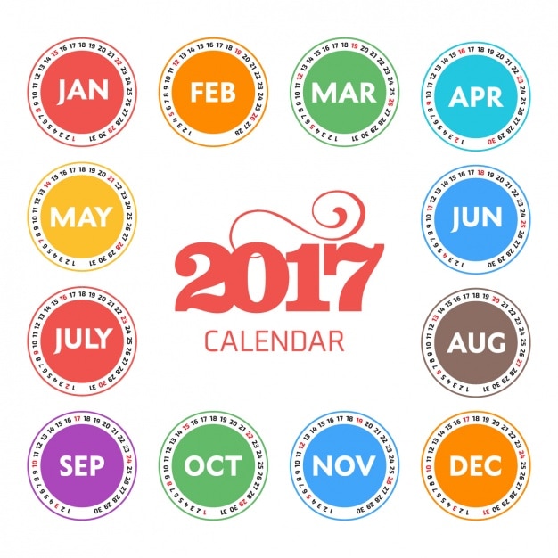 Vettore gratuito 2017 design del calendario