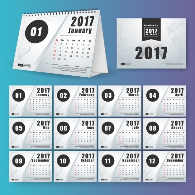 Бесплатный Вектор 2017 календарь дизайн