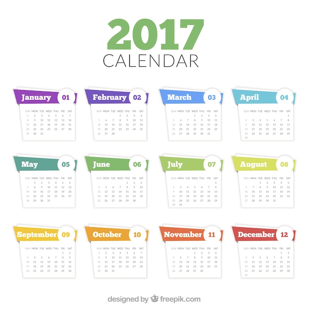 2017 calendar template in abstract style