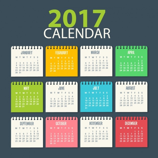 2017 modello di calendario