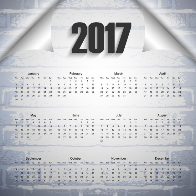 2017 Calendar On A White Wall