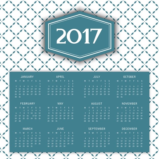 Free vector 2017 calendar with a nice pattern