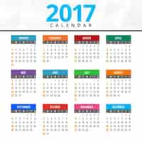 Free vector 2017 colored calendar