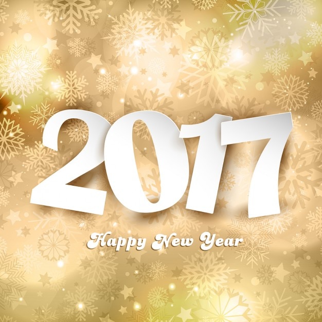 Free vector 2017 gold background with snowflakes