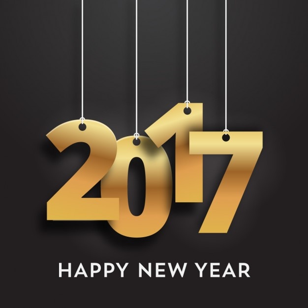 Free vector 2017 gold effect on a black background