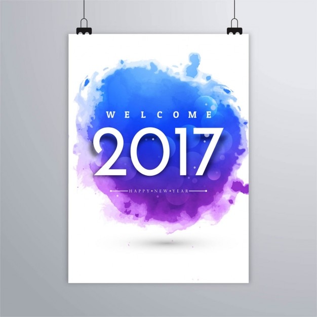 Free vector 2017 poster with watercolor stain