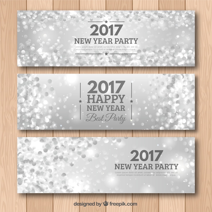 Free Vector 2017 silver bright banners