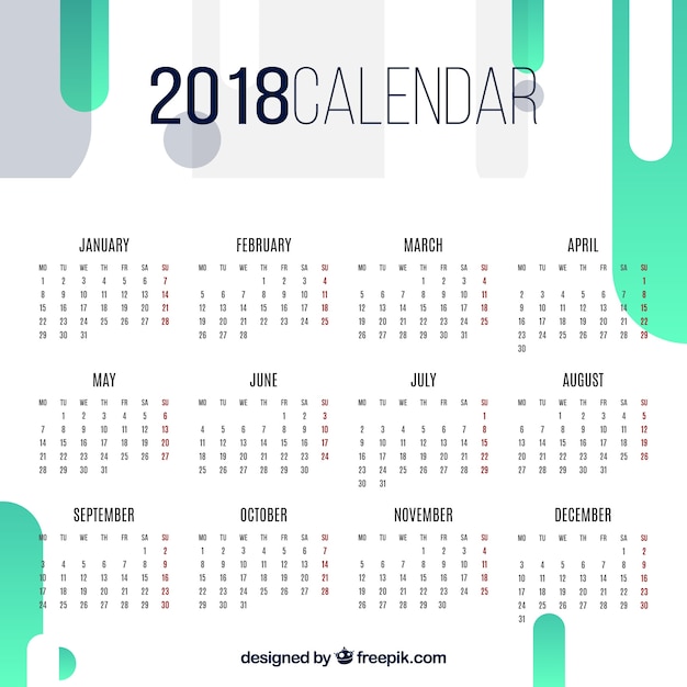 Free vector 2018 abstract calendar