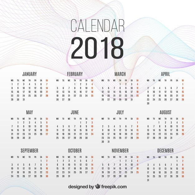 2018 abstract calendar