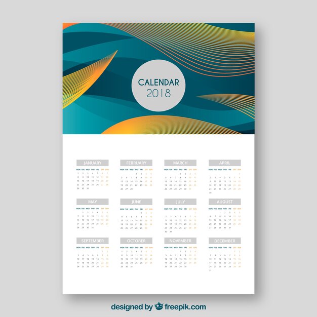 Free vector 2018 abstract calendar