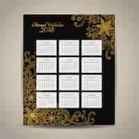 Vettore gratuito 2018 calendario design dorato