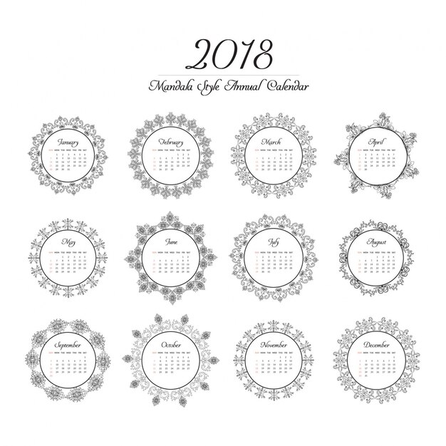 2018 calendario mandala design