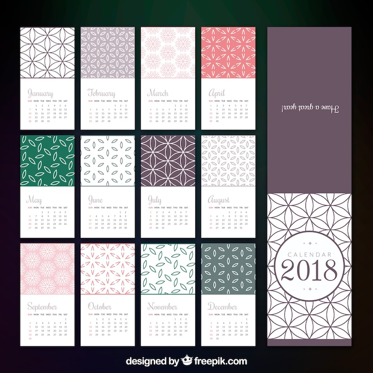 Free Vector 2018 calendar template in flat design