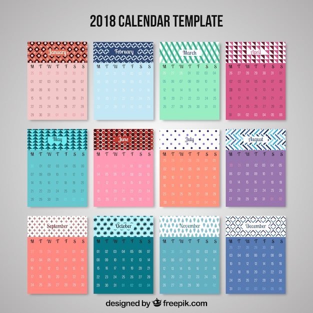 Free vector 2018 calendar template