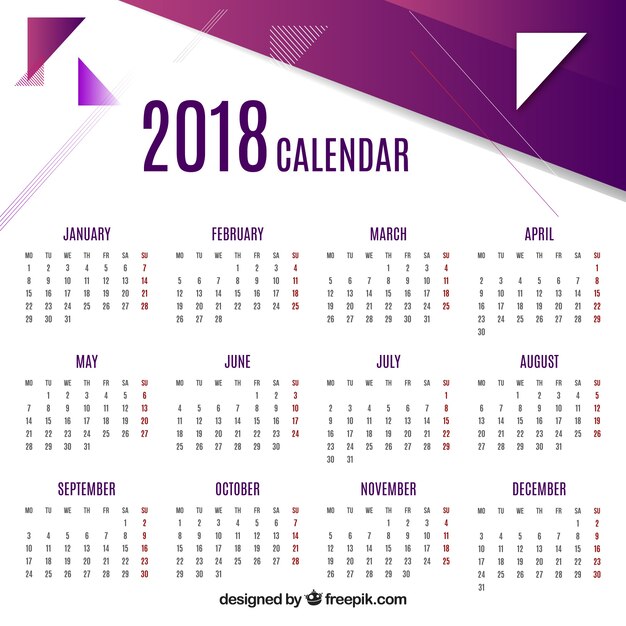 2018 calendar template