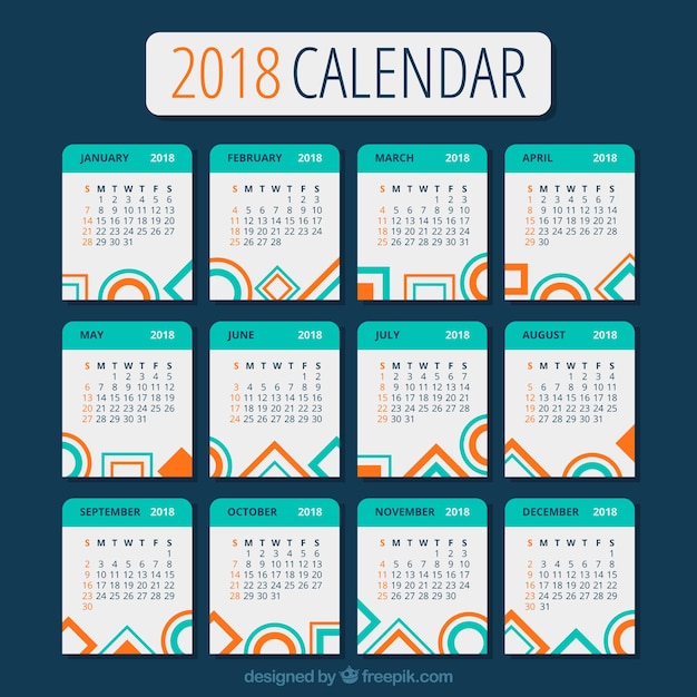 2018 calendar template