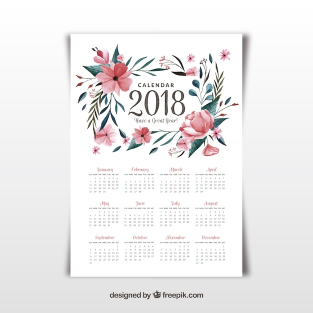 2018 calendar template