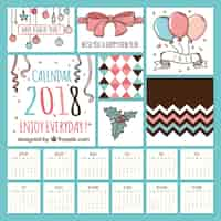 Vettore gratuito calendario 2018 in stile vintage