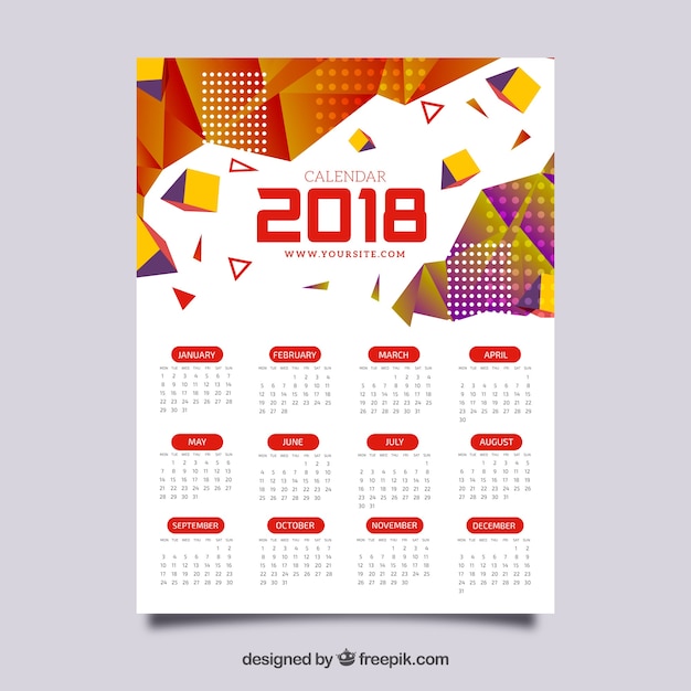 Free vector 2018 calendar with abstract shapes