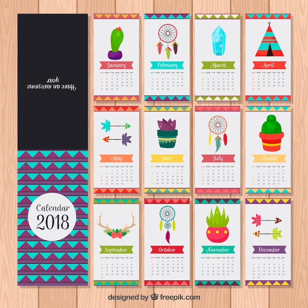 Free vector 2018 calendar with decorative elements