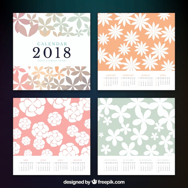 2018 calendario con decorazione floreale