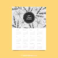 Free vector 2018 calendar with flower sketches