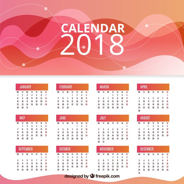 Calendario 2018 con le onde