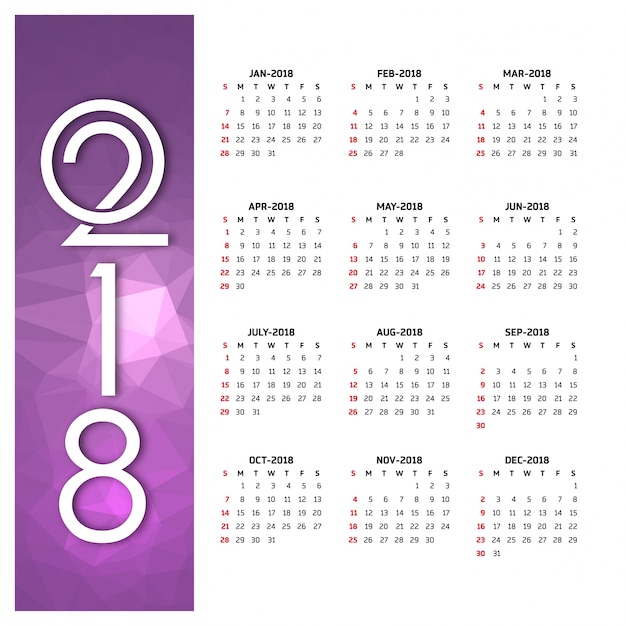 Vettore gratuito 2018 calendario