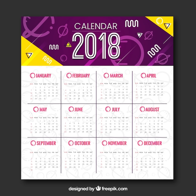 Vettore gratuito calendario 2018