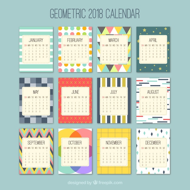 2018 calendar week start sunday - Stock Illustration