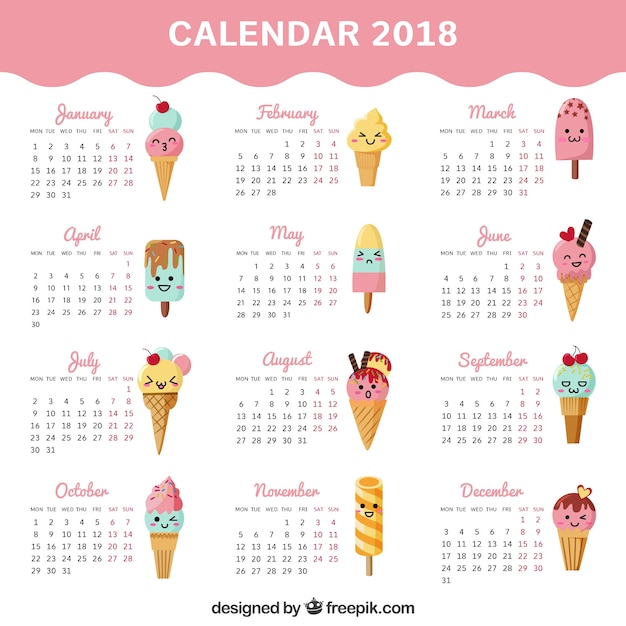 Vettore gratuito calendario 2018