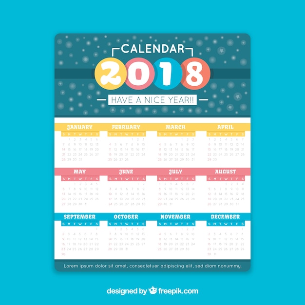 2018 calendar