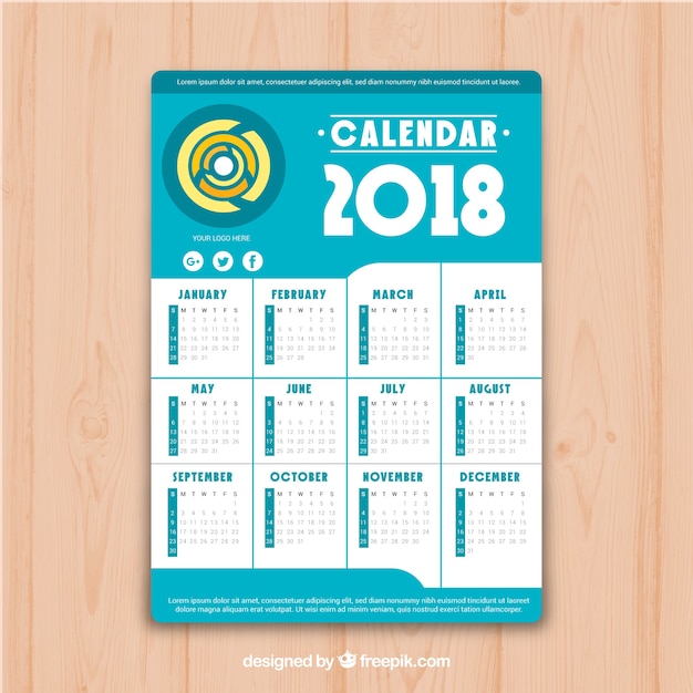 Vettore gratuito calendario 2018
